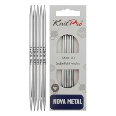 Image of KnitPro 15 cm x 3.25 mm Nova Double Pointed Needles, Silver