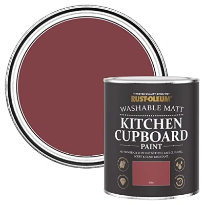 Image of Rust Oleum Red Kitchen Cupboard Paint in Matt Finish Soho 750ml