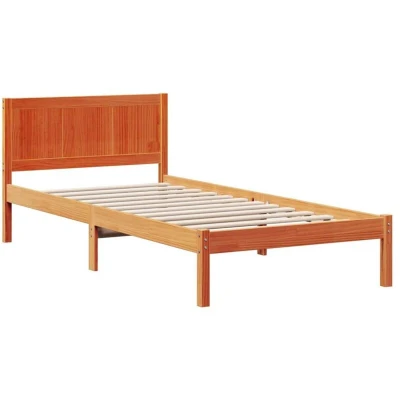 Image of vidaXL Wax brown Bed Frame Solid Pine wood 90 x 190 cm Durable