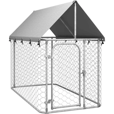 Image of vidaXL Outdoor Dog Kennel with Roof 200x100x150 cm