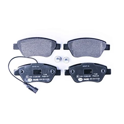 Image of 77366135 brake pad set HELLA 8DB 355 012 841 with integrated wear warning contact caliper screws accessories FIAT: 500 Hatchback