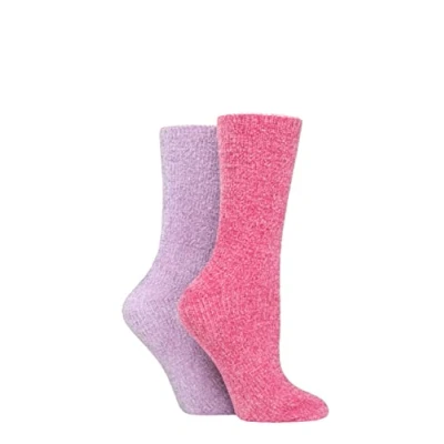Image of Elle Women Chenille Boot Socks Pack of 2 Wild Rose 4 8
