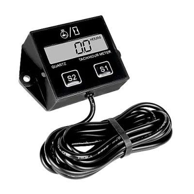 Image of Jayron LCD Digital Tachometer Hour Meter,Programmable and Resettable Maintenance Interval,Battery Replaceable,Automatically Shutdown,Surface Waterproof,Use for ZTR Lawn Mower Tractor Generator