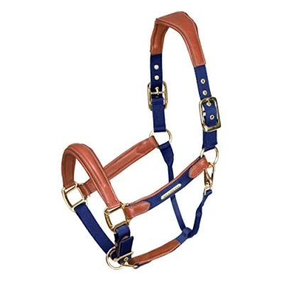 Image of Shires Velociti Lusso Padded Leather Headcollar Full Navy Blue