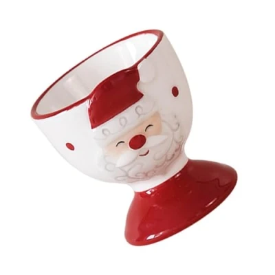 Image of MOONDAME Decorative Small Drinkware Christmas Santa/Deer Shaped Porcelain Wine Cup Ceramic Eggs Holder For Holiday Dining