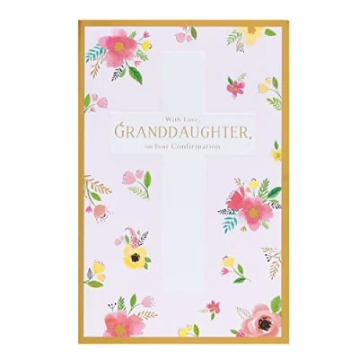 Image of UK Greetings Confirmation Card for Granddaughter With Envelope Flower Design