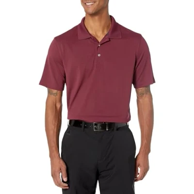 Image of Amazon Essentials Men&#039;s Regular Fit Quick Dry Golf Polo Shirt, Burgundy, L