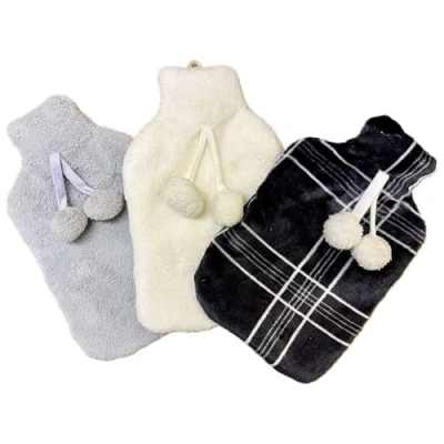 Image of Pack of 3 Hot Water Bottles Natural Rubber 2 Litre Capacity Colours in Classic Premium Bottle, for and Cold Therapy, Pain Relief, Sore Muscles (with Cosy Cover Set C)