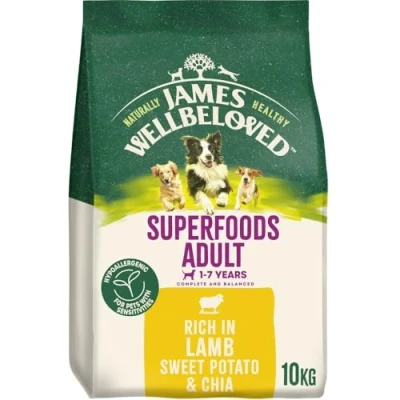 Image of James Wellbeloved Dog Superfoods Hypoallergenic Dry Food Adult Lamb Sweet Potato and Cranberry 10 kg