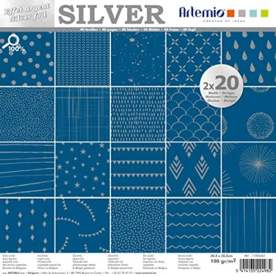 Image of Artemio 30 x cm 40 Pages Silver Foil Blue, Paper
