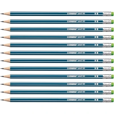Image of Hexagonal Graphite pencil with Eraser STABILO 160 Pack of 12 Petrol HB