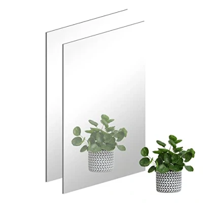 Image of DRERIO 2 Pcs Self Adhesive Acrylic Mirror 40x30cm HD Non Glass Sticky Large Plastic Frameless 3mm Thickened Tiles Unbreakable Rectangular Wall for Home,Decor