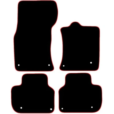 Image of Carsio Carpet Car Mats For Jaguar XF 2016+ Onwards 4 Piece Set Tailored Fit Floor Mat Complete Accessory Black Custom Fitted All Weather, Anti Slip Backing &amp; Red Trim