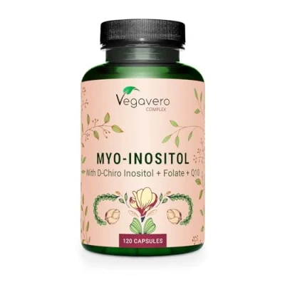 Image of Vegavero Myo Inositol D Chiro Complex with Resveratrol, Coenzyme Q10, Zinc, Vitamin B6 &amp; Folic Acid (Quatrefolic®) PCOS Supplement NO Additives 120 Capsules Vegan