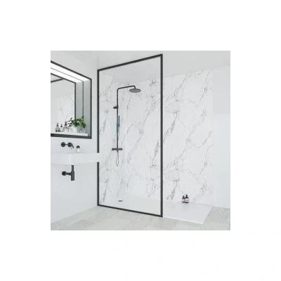 Image of Multipanel Linda Barker Calacatta Marble Hydrolock Shower Wall Panel 2400 x 1200