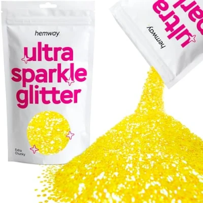 Image of Glitter Fluorescent Yellow Ultra Sparkle Sequins Nail Face Festival Christmas Halloween Makeup Extra Chunky 100g / 3.5oz