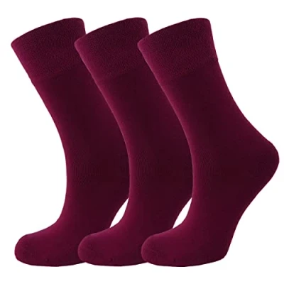 Image of Green Bear Unisex Bamboo Burgundy Colour Socks 3 5 Cushioned Sole Soft &amp; Antibacterial Pack