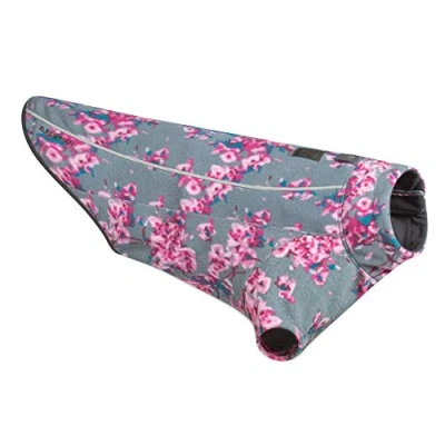 Image of RUFFWEAR Fleece Dog Coat, Climate Changer Windproof &amp; Fast Drying Zipped Jacket with Sleeves, for Cold Weather, Smaller Breeds, Blossom Pink/Grey Small (56 69cm)
