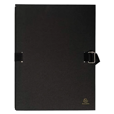 Image of Exacompta Ref 223265E Expandable Canvas Folder Suitable for Storing &amp; Transporting A4 Documents, to Hold Additional Strap Closure Black