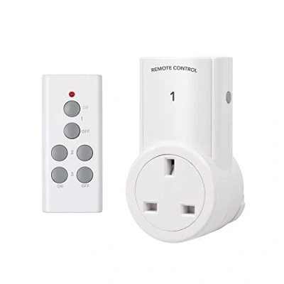 Image of HBN Remote Control Plug Socket, 13A/3120W Wireless Light Switch 30M/100ft Operating Range for Household Appliances, 1 Pack Sockets and