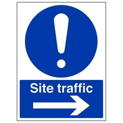 Image of V Safety Site Traffic, Arrow Right Sign 300mm x 400mm 1mm Rigid Plastic