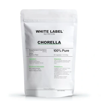 Image of White Label Nutrition Chlorella Capsules 550mg 30 softgel High Potency Supplements