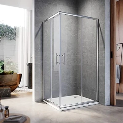 Image of ELEGANT 900 x 800 mm Sliding Corner Entry Shower Enclosure Door Cubicle