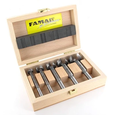 Image of FAMAG Super Forstner Drill Bit Set Classic WS with Diameter 15, 20, 25, 30, 35 mm in Wooden Box 5 Piece