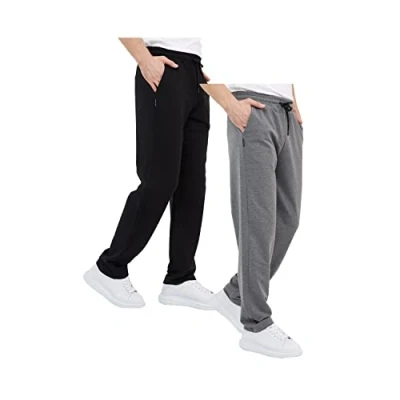 Image of COMEOR Men&#039;s Cotton Jogging Pants Long Sweatpants Jogger Training Trousers, Relaxing Track Suit Bottom (Black/Dark Grey, S)