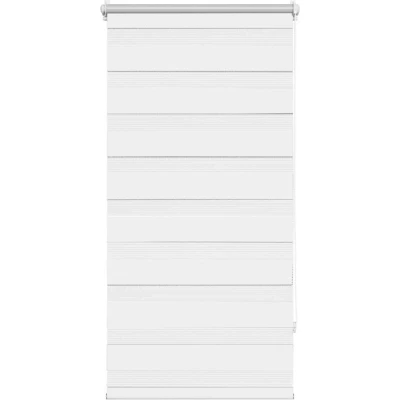 Image of vidaXL White Zebra Blind 60 x 120 cm Modern Light Filtering Curtain, Polyester Made, Includes Pull Chain, and Mounting Accessories
