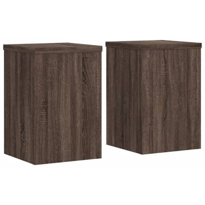 Image of vidaXL Plant Stands 2 pcs Brown Oak 20x20x30 cm Engineered Wood
