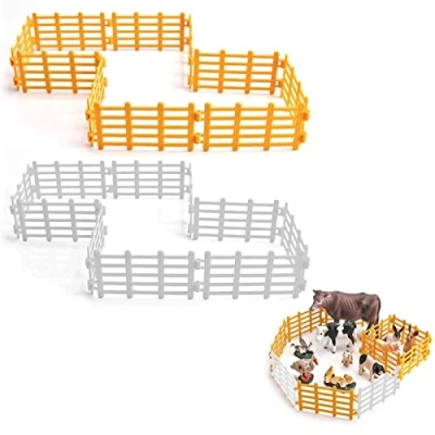Image of Uoeo 40 Pcs Farm Fence Toys Plastic Wooden Corral Horse Accessories Playset Garden for Barn Paddock Stable,Farm Animal,Cake Toppers