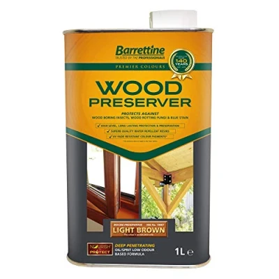 Image of 2 x 1L Wood Preserver Light Brown Barrettine Premier Stain Treatment Protection Exterior