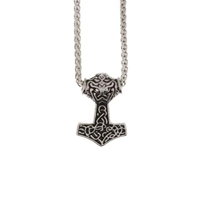 Image of Zac&#039;s Alter Ego Alternative Jewellery Antique Silver Viking Thor&#039;s Hammer Chain Necklace