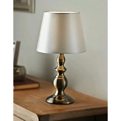 Image of Kachhu® Harvard Table Lamp Antique Style Gold Base &amp; Cream Satin Effect Lampshade
