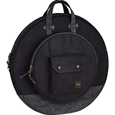 Image of Meinl Cymbals 22 inch Cymbal Bag — Classic Black Waxed Canvas Collection (55,88cm) Adjustable Backpack Straps, Heavy Duty Fabric and Carrying Grip Drum Accessories (MWC22BK)