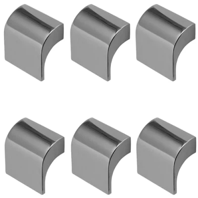 Image of Decoranddecor Amory Curved Square Knob Pull Handle for Cupboard Cabinet Zinc 32mm Hole Centre (Polished Nickel Black, 6 Pack)