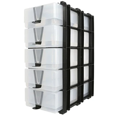Image of WestonBoxes DL Box Stak, Storage Unit Including 5 Clear Boxes
