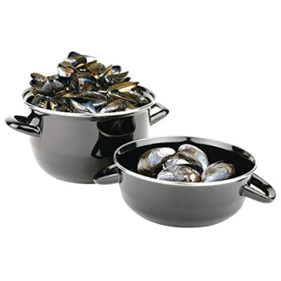 Image of Mussel Pot 15Kg 225mm Stainless Steel Black Stockpot Saucepan Cookware
