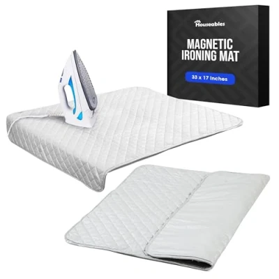 Image of Houseables Ironing Blanket, Magnetic Mat Laundry Pad, 18.25&quot;x32.5&quot;, Gray, Quilted, Washer Dryer Heat Resistant Iron Board Alternative Cover