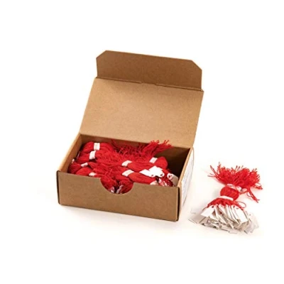 Image of HERMA Hanging Tags with Red Thread, 1000 Pieces, 10 x 22 mm, Thread Length approx. 8 cm, Mini Cardboard Price Tags, Marking Labels, Writable White