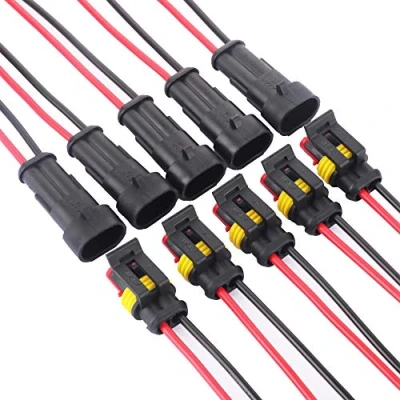 Image of GTIWUNG 5 Kit 2 Pin Way Electrical Connector Wire, Car Plug Socket with Waterproof, Dustproof, Insulated and Sealed, 1.5mm Series Terminal