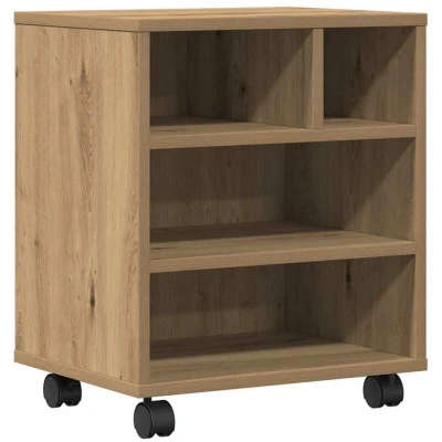 Image of vidaXL Printer Stand with Wheels Artisan Oak 41x32x48 cm