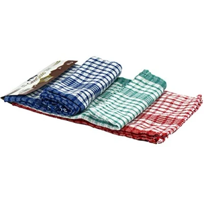 Image of 3 Pcs Cotton Kitchen Tea Towel Absorbent Durable Bar Catering Restaurant Cloth Dish Assorted Colors (3)