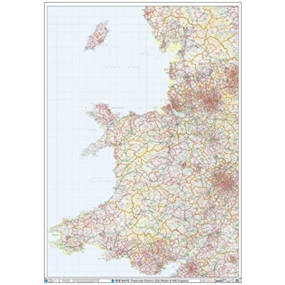 Image of Wales Postcode District Wall Map Paper