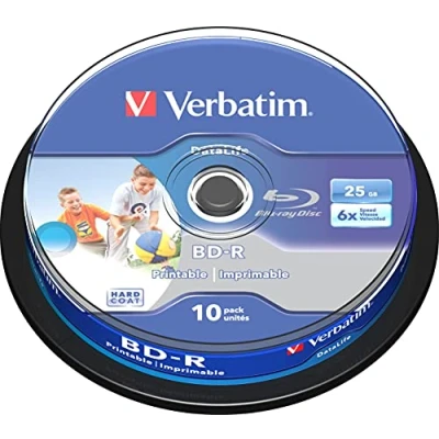 Image of Verbatim 43804 25GB 6x BD R SL Datalife Wide Inkjet Printable 10 Pack Spindle