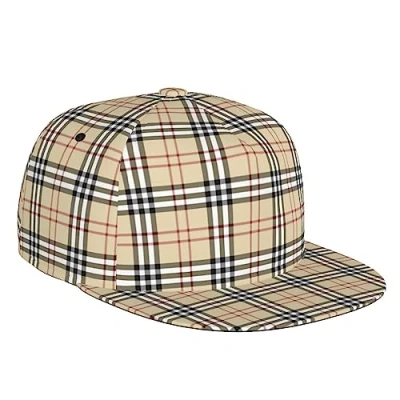 Image of ZORIN Unisex Classic Plaid Tartan Autumn Baseball Cap 3D Adjustable Snapback Hats Trucker Hat Hip Hop Flat Caps Black