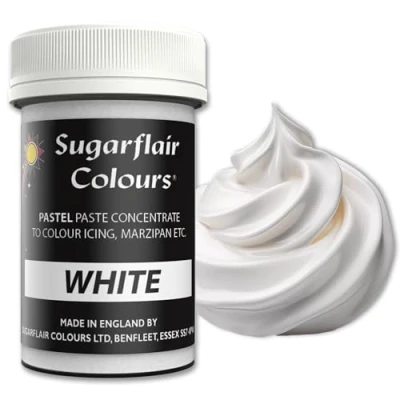 Image of Sugarflair Pastel White Food Colouring Paste Highly Concentrated for Use with Sugarpaste, Modelling Pastes, Fondant, Buttercream, Royal Icing, Cake Mixes and more 25g