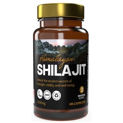 Image of Shilajit Capsules 1,500mg Pure Himalayan Shilajit, High Strength, Rich in Fulvic &amp; Humic Acid, Immune System Vitality Booster, Vegan, 60 Day Supply Made The UK by Northumbria Health