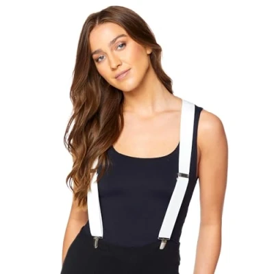 Image of Amscan 9919145 Unisex 1920&#039;s Gangster White Suspender Braces Adults Fancy Dress Costume Accessory